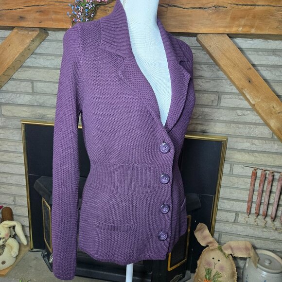 APT.9 Purple Sweater Button Down Size Medium from Kohl's 501 Plum Berry (NWT) - Picture 4 of 8